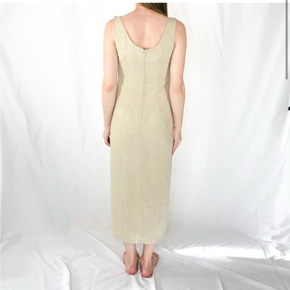 Linen Vintage Button Spring European-Style Midi Dress - Picture 6 of 11